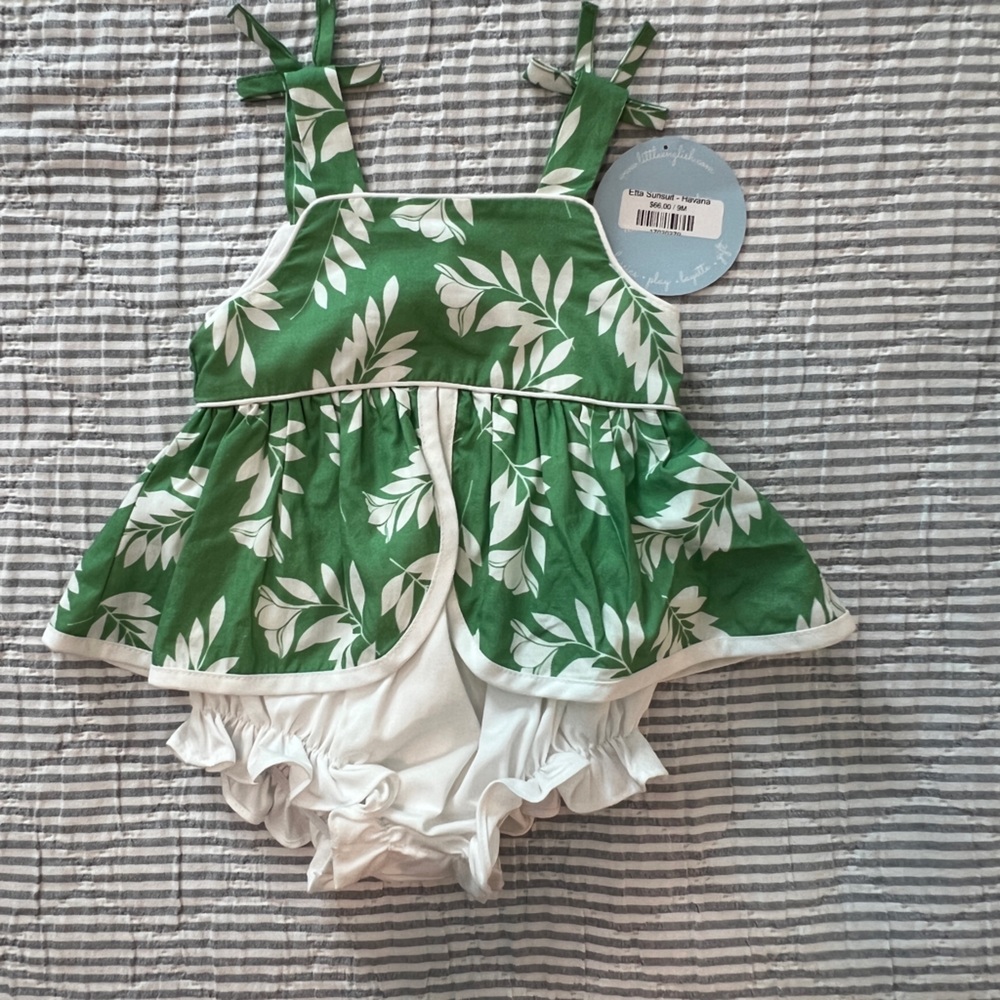 Little English, Etta sun suit in Havana (green), size 9m